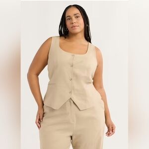 Sofia by Sofia Vergara Beige Vest Linen,Rayon Blend. 4x Nwt Plus